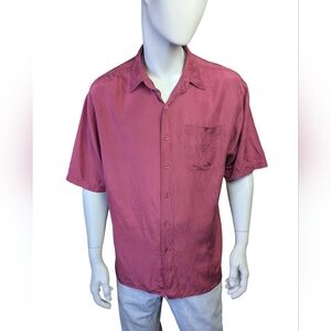 Vintage 90s Silk Short Sleeve Gordie Howe Button Up Shirt – Size Large